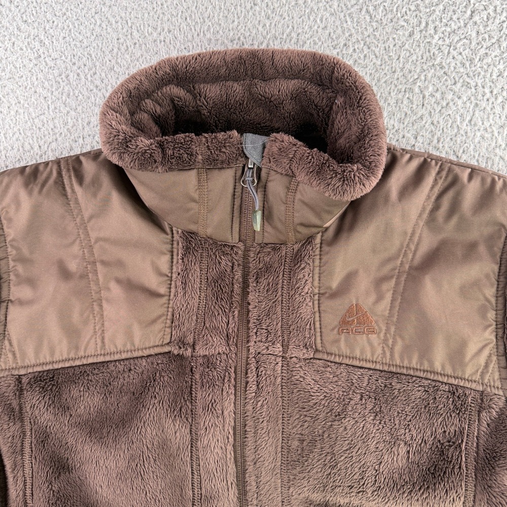 Vintage Nike ACG Sherpa Fleece Jacket Womens Medium Brown Teddy Deep Pile Y2K